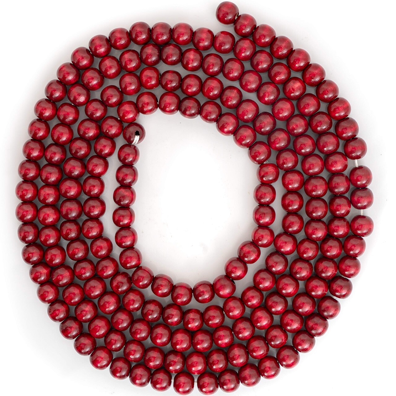 Ornativity Red Cranberry Wooden Garland - Rustic Red Wood Beaded Christmas Tree Decorations Garland Bead Strand